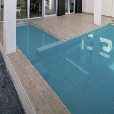 Glass mosaic in a swimming pool